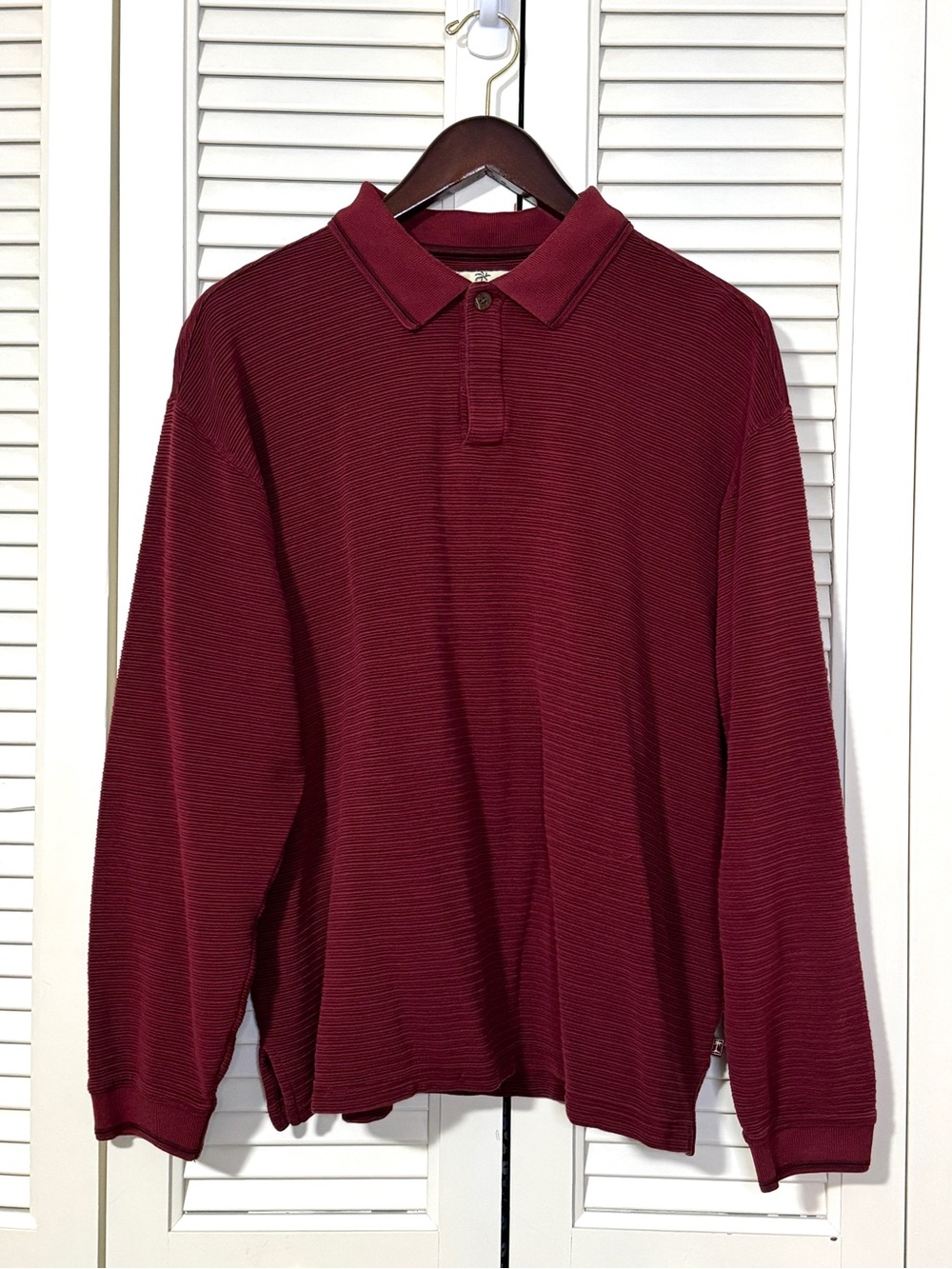 Tommy Bahama Burgundy Long Sleeve Silk Polo Shirt